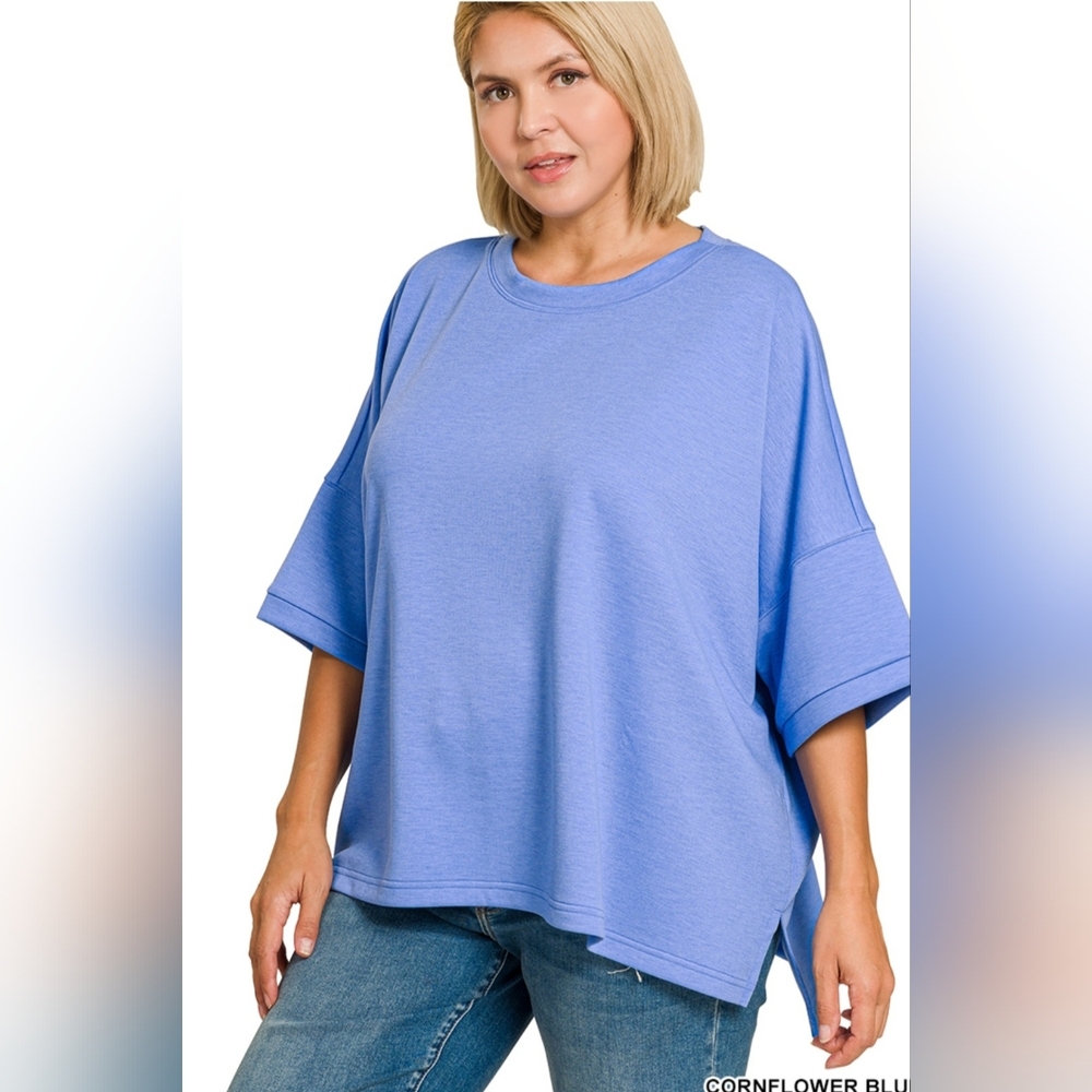 🐧#1199 1X-3X Zenana Easy Days Oversized Short Sleeve Knit Top - Picture 1 of 1